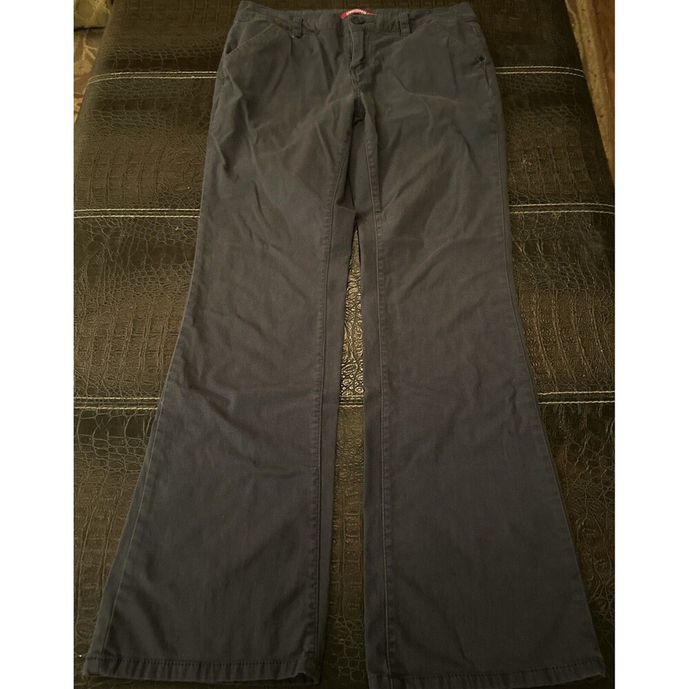 Unionbay Womens Junior 11 Blue Khaki Pants Bootcut Flap Back Pockets Stretch